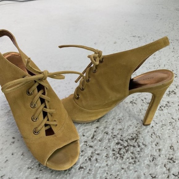 DVF Lace-Up Suede Slingback Heeled Booties on Sale - Picture 2 of 8
